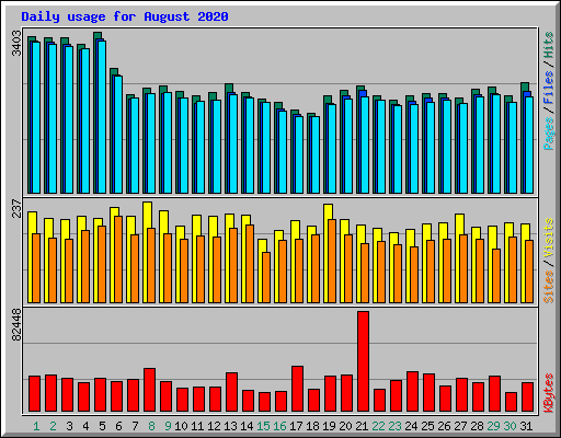 Daily usage for August 2020